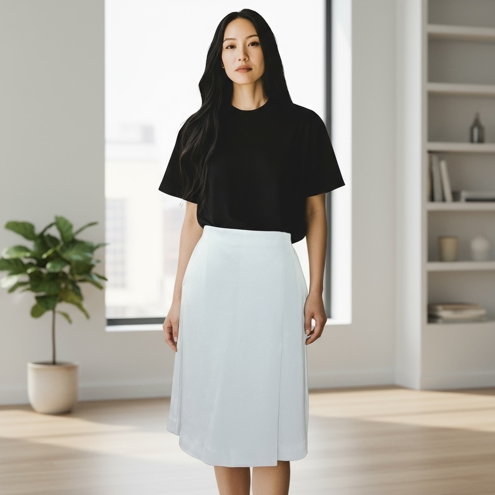[WOMEN] UNIQLO Pencil Skirt S Grey Blue | Stretch Polyester Blend | NWOT